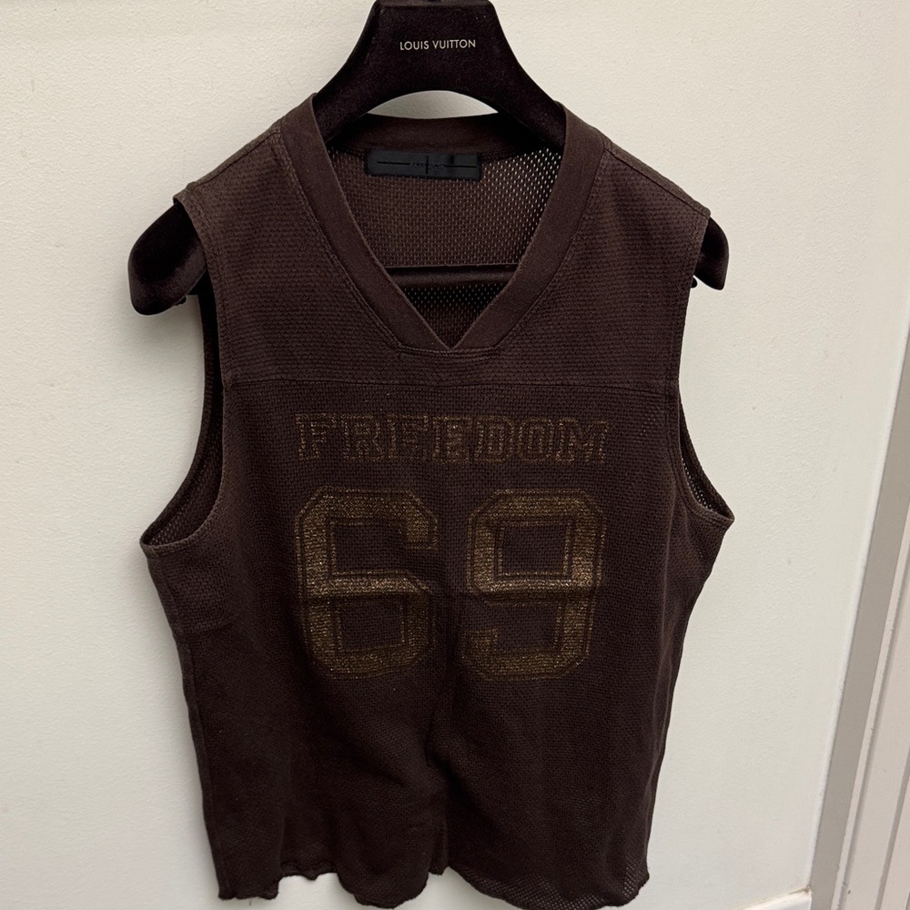 Brown Freedom '69' Mesh Tank Top